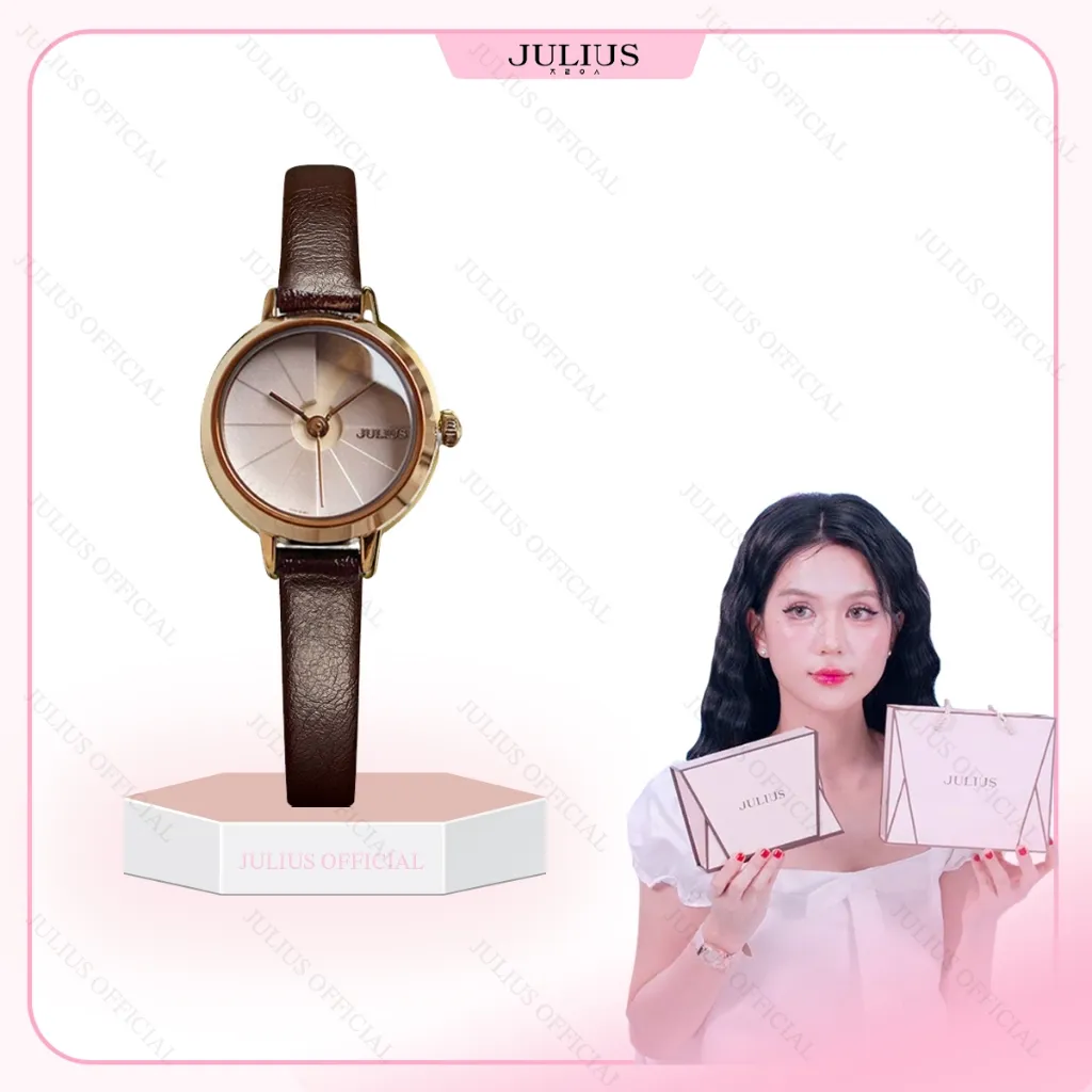 Ảnh JA-979 đồng hồ nữ Julius dây da nâu | Julius Official 1