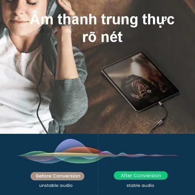 Ảnh Jack chuyển đổi TypeC sang 3.5mm UGREEN AV161 | Chip DAC | Vỏ nhôm có dây bện | Bảo Hành 18 Tháng 1 Đổi 1. 3