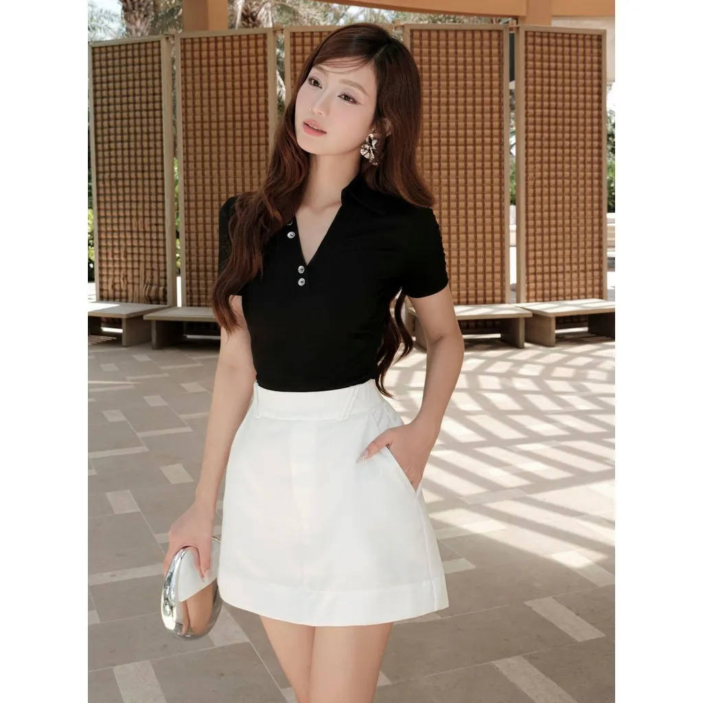 Ảnh JOVEN Áo Nữ Elena Cổ Polo Trước Là Cổ V 4