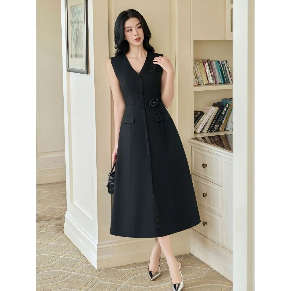 Ảnh JOVEN Đầm Dài Victoria Cổ V Xẻ Tà Thanh Lịch Sang Trọng 1