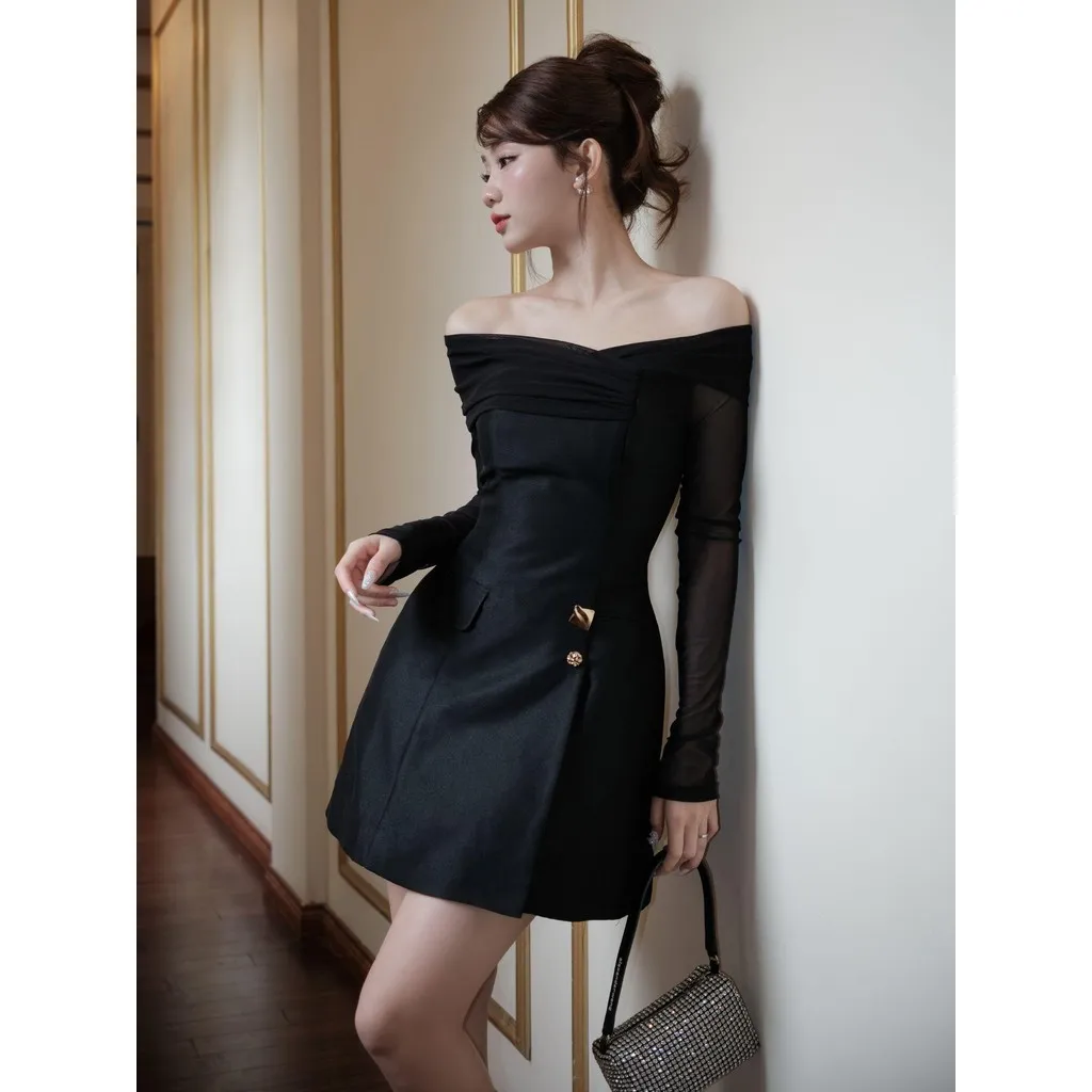 Ảnh JOVEN Đầm Nữ Bella Form Ôm Xòe A Phối Lưới 1
