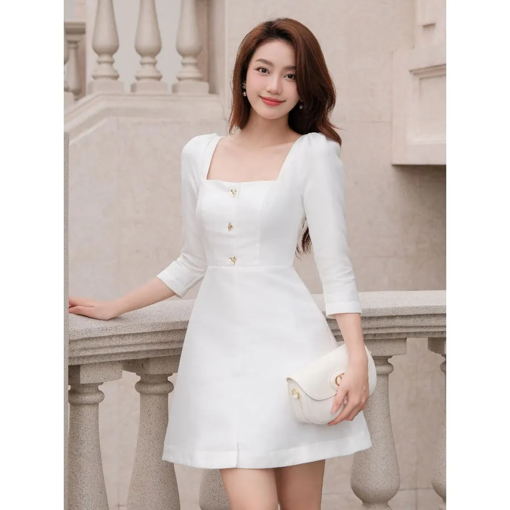 Ảnh JOVEN Đầm Nữ Lida Cổ Vuông Tay Phồng Form Vest 2