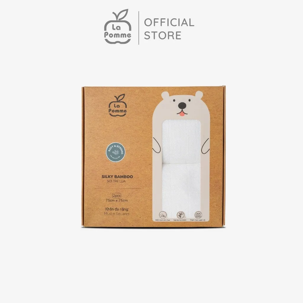Ảnh K002 Set 2 Khăn đa năng sợi tre lụa (75x75) La Pomme 2
