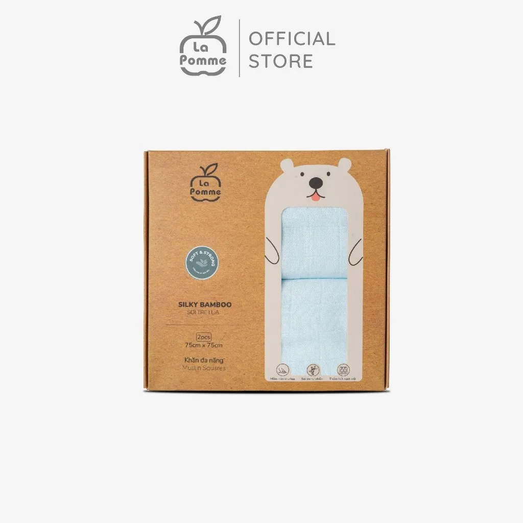 Ảnh K002 Set 2 Khăn đa năng sợi tre lụa (75x75) La Pomme 3
