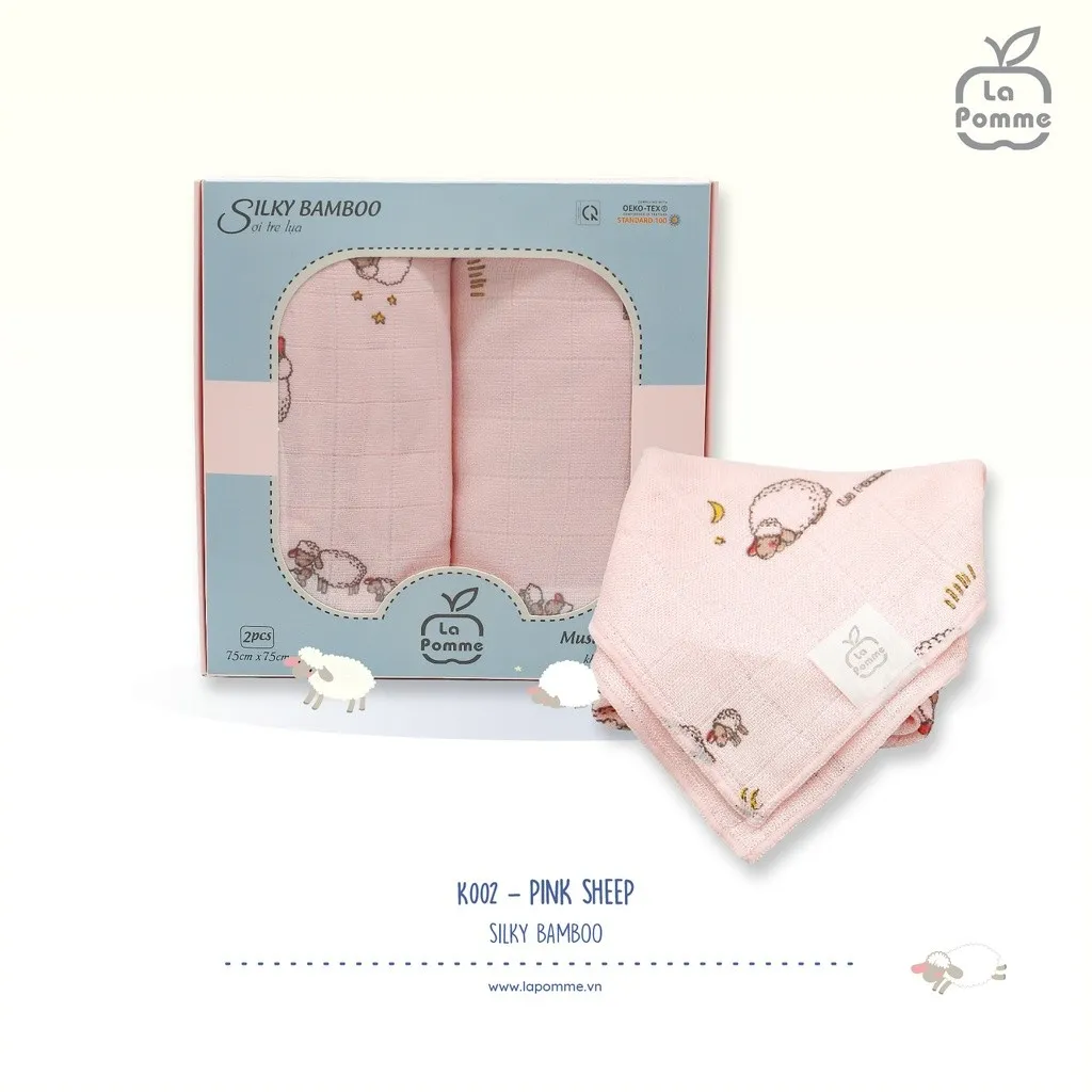 Ảnh K002 Set 2 Khăn đa năng sợi tre lụa (75x75) La Pomme 4