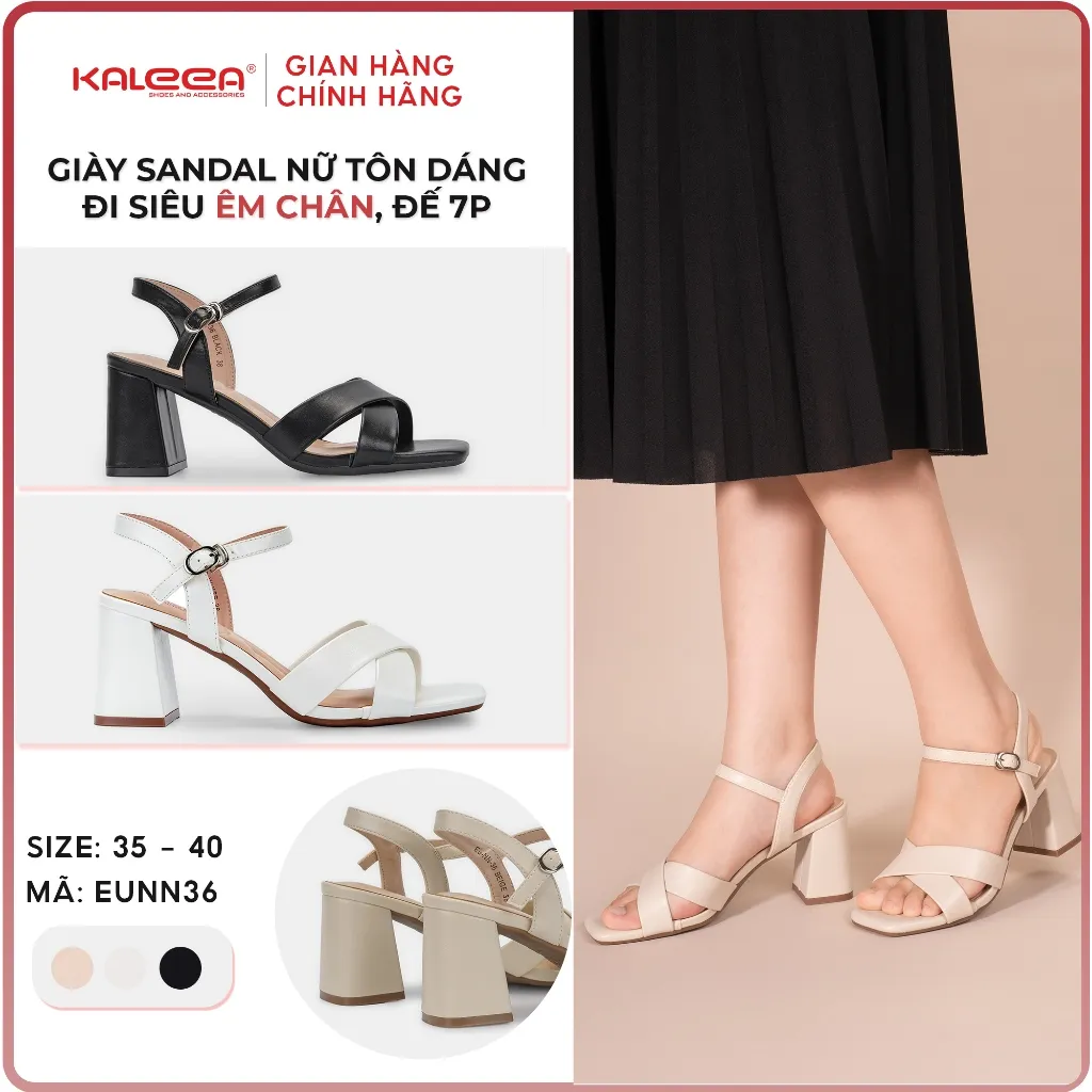 Ảnh Kaleea - Giày Sandal Cao Gót Nữ Thiết Kế Quai Da Đan Chéo Đế Cao 7p - EUNN36 1