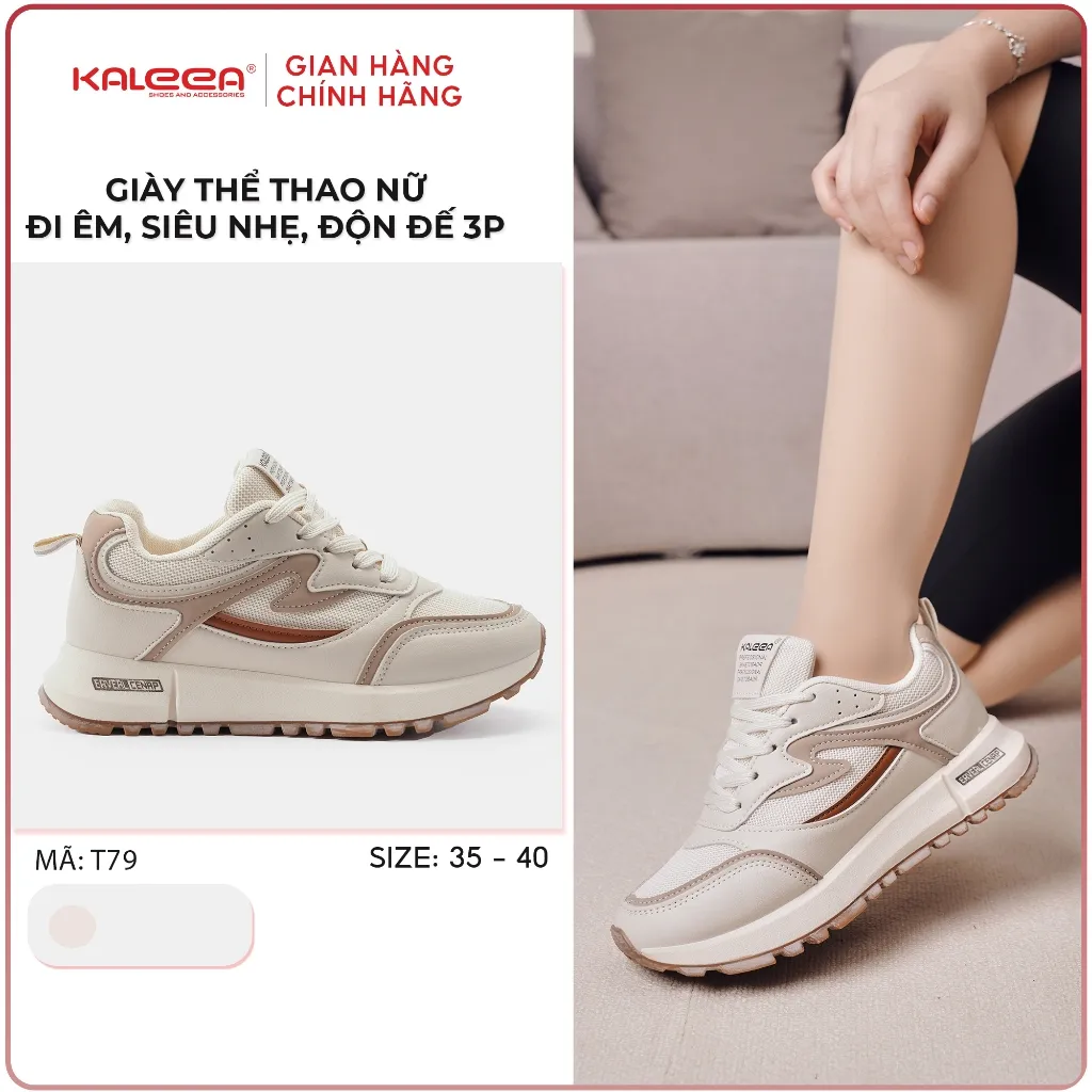 Ảnh Kaleea - Giày Thể Thao Nữ Đi Bộ Tập Gym Chất Liệu Lưới Dệt Kim Sneaker Đế Cao 3p - T79 (LẤY TĂNG SIZE) 1
