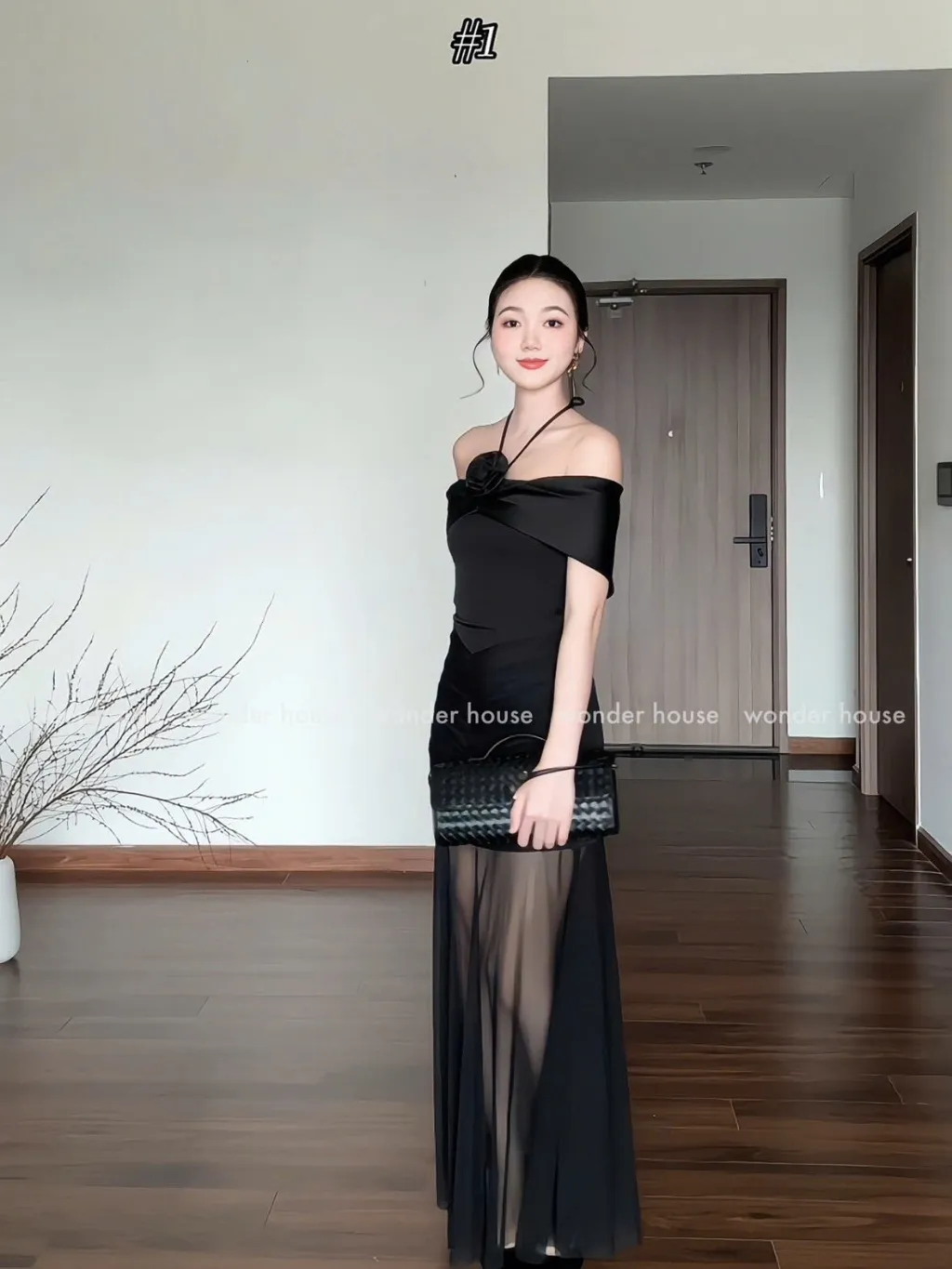 Ảnh Kamila Dress Wonderhouse Đầm thiết kế trễ vai dáng dài tùng lưới chất vải dày dặn dự tiệc , dạo phố sang trọng nữ tính 2