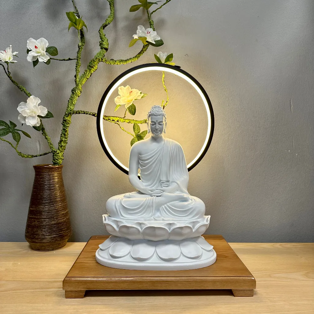 Ảnh Kệ Đèn Led Hào Quang Tượng Phật Phong Thủy Hình Tròn - Tuệ Nga 4
