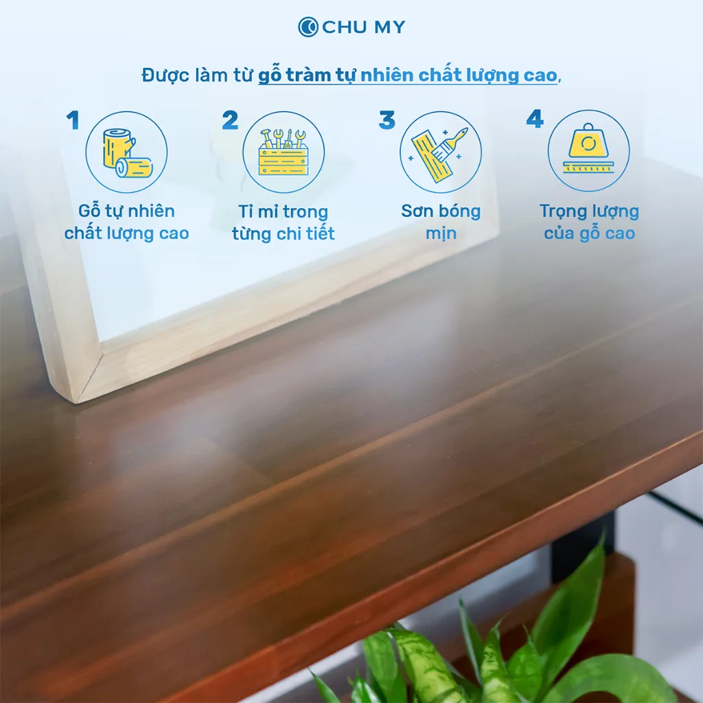 Ảnh Kệ để đồ đa năng CHU MY gỗ tràm 5 tầng, khung thép sơn tĩnh điện, mặt gỗ 17mm, 25.5KG 4