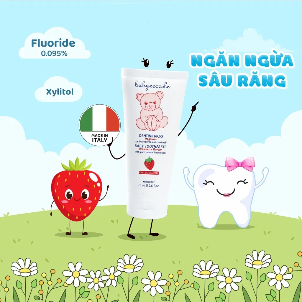 Ảnh Kem đánh răng cho bé Babycoccole trẻ em nuốt được từ 6M+ hương dâu 30ml 2