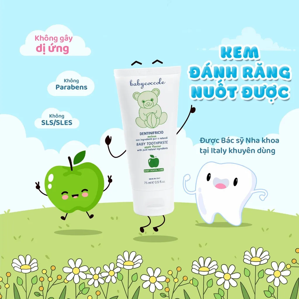 Ảnh Kem đánh răng cho bé Babycoccole nuốt được hương táo 75ml 4