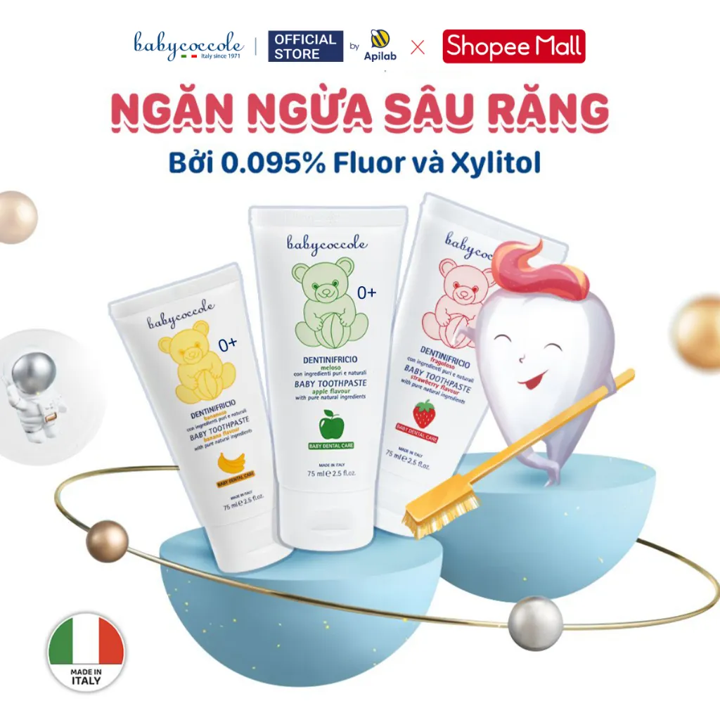 Ảnh Kem đánh răng cho bé Babycoccole trẻ em nuốt được 30ml/75ml 1