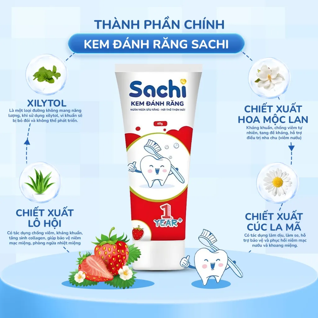 Ảnh Kem Đánh Răng Sachi Dạng Tuýp Giúp Làm Sạch, Khử Mùi Hôi Miệng, An Toàn Cho Bé - Tuýp 60g 1