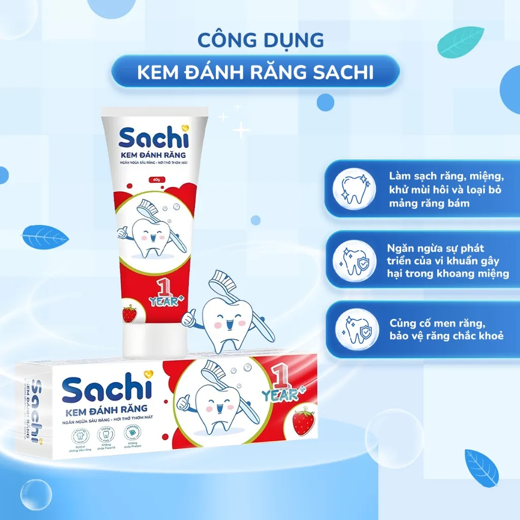 Ảnh Kem Đánh Răng Sachi Dạng Tuýp Giúp Làm Sạch, Khử Mùi Hôi Miệng, An Toàn Cho Bé - Tuýp 60g 2