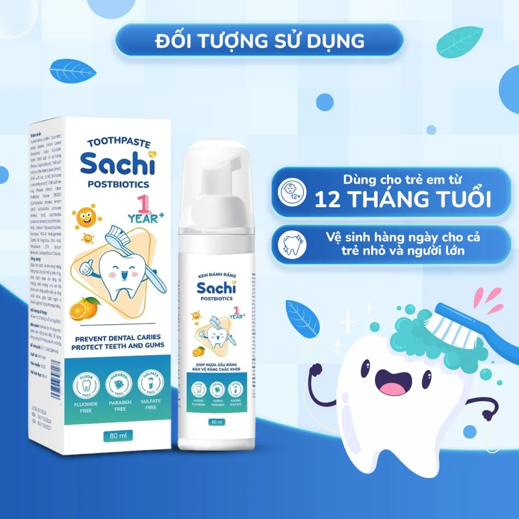 Ảnh Kem Đánh Răng Sachi Postbiotics Dạng Bọt Giúp Làm Sạch, Ngừa Sâu Răng 80ml An Toàn Cho Bé 4