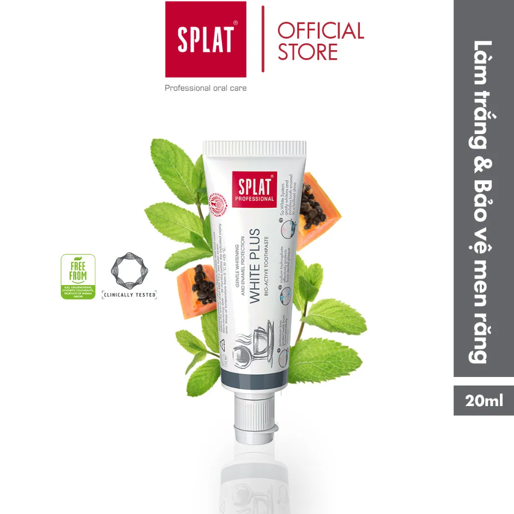 Ảnh Kem Đánh Răng SPLAT White Plus Professional series Giúp Trắng Sáng, Loại Bỏ Vết Ố Vàng Hiệu Quả Dung Tích 20ml 2