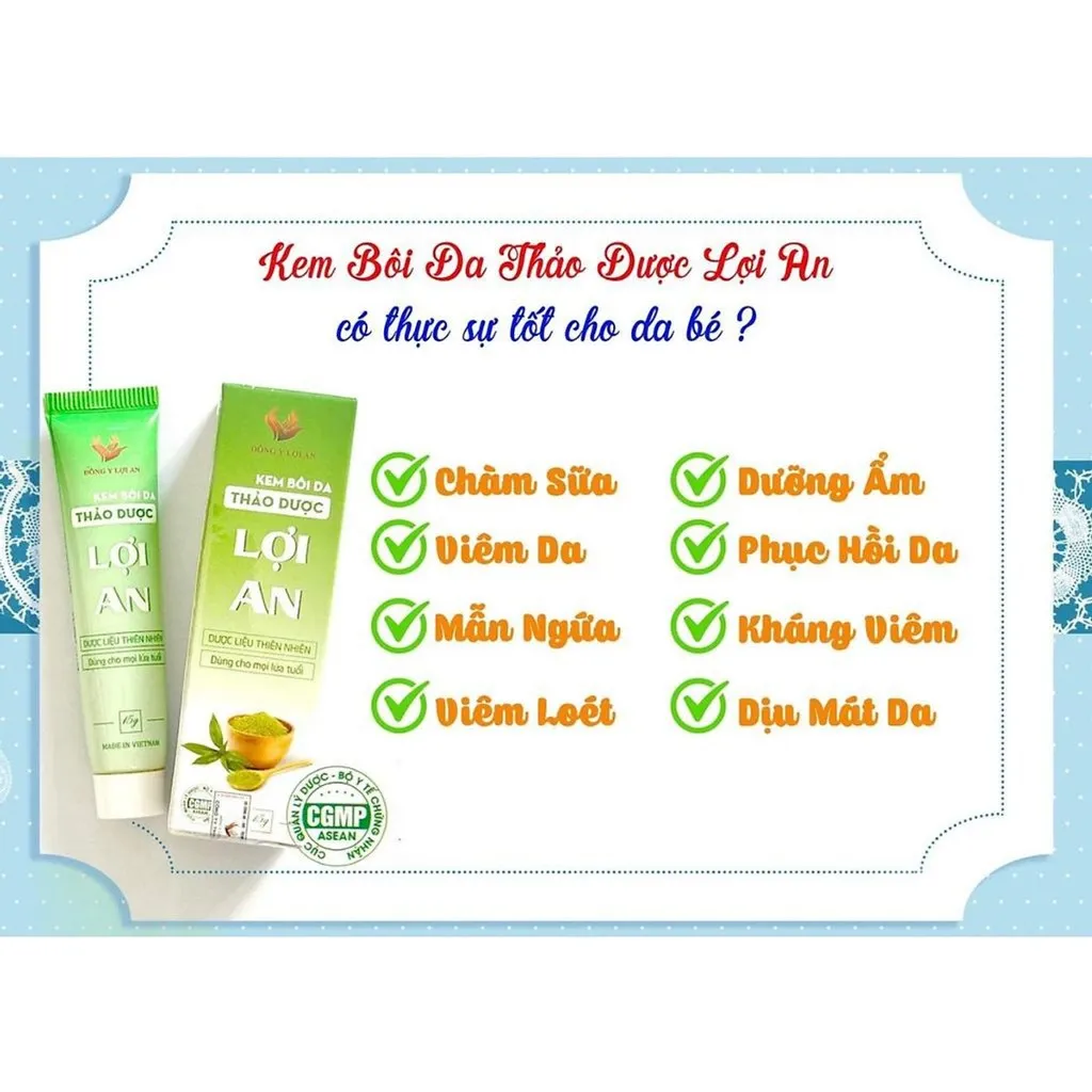 Ảnh Kem Bôi Da Lợi An Cho Bé Chính Hãng - Hỗ Trợ Hăm Tả, Chàm Sữa, Rôm Sảy , Mẫn Ngứa cho bé sơ sinh 4