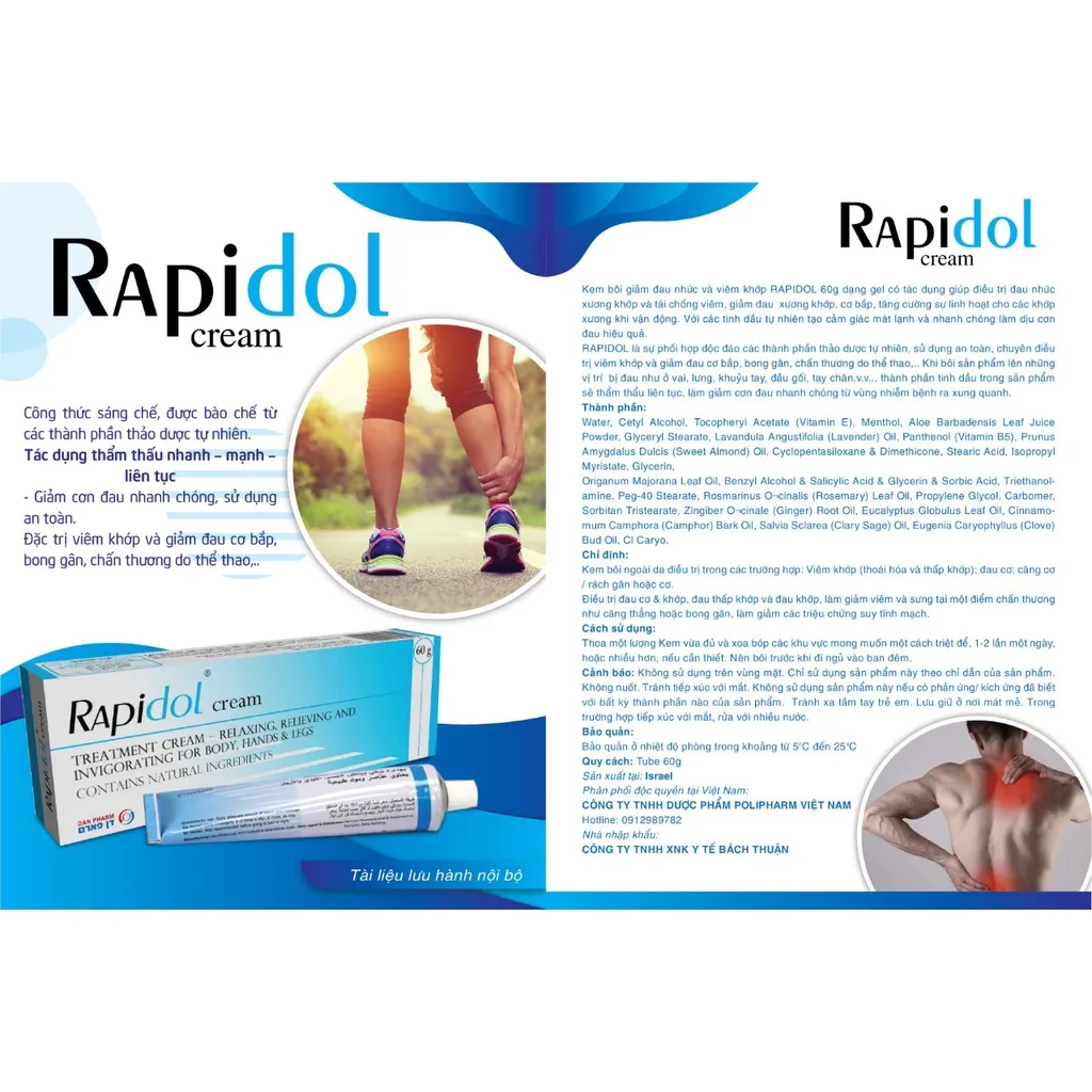 Ảnh Kem bôi giảm đau nhức và viêm khớp RAPIDOL Dan pharm Tube 60g xuất xứ ISRAEL - POLIPHARM 1
