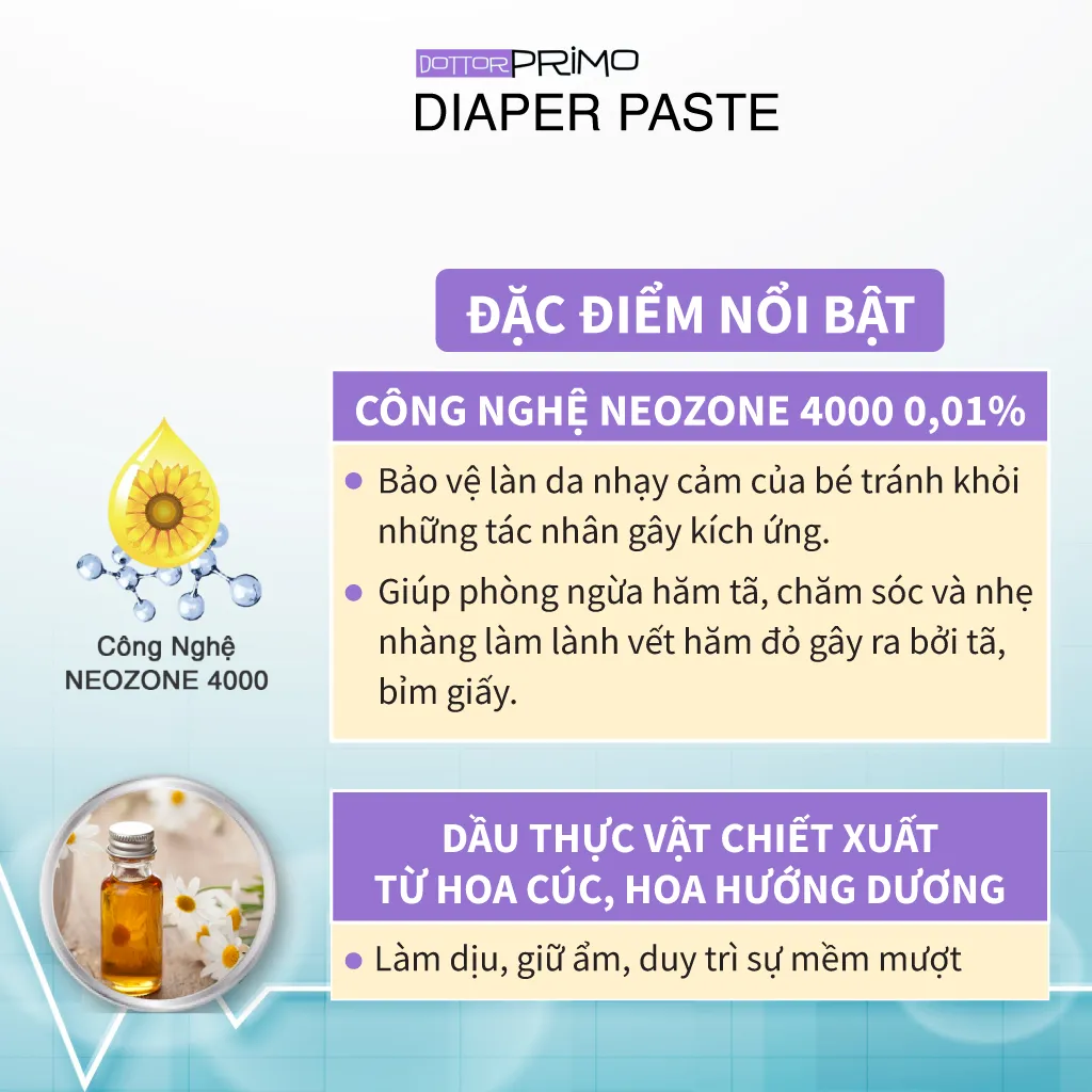 Ảnh Kem Bôi Hăm Cho Bé DottorPrimo Diaper Paste - Giúp Ngừa Hăm Bỉm Tã, Lành Vết Hăm Đỏ, Dưỡng Da Cho Bé 2