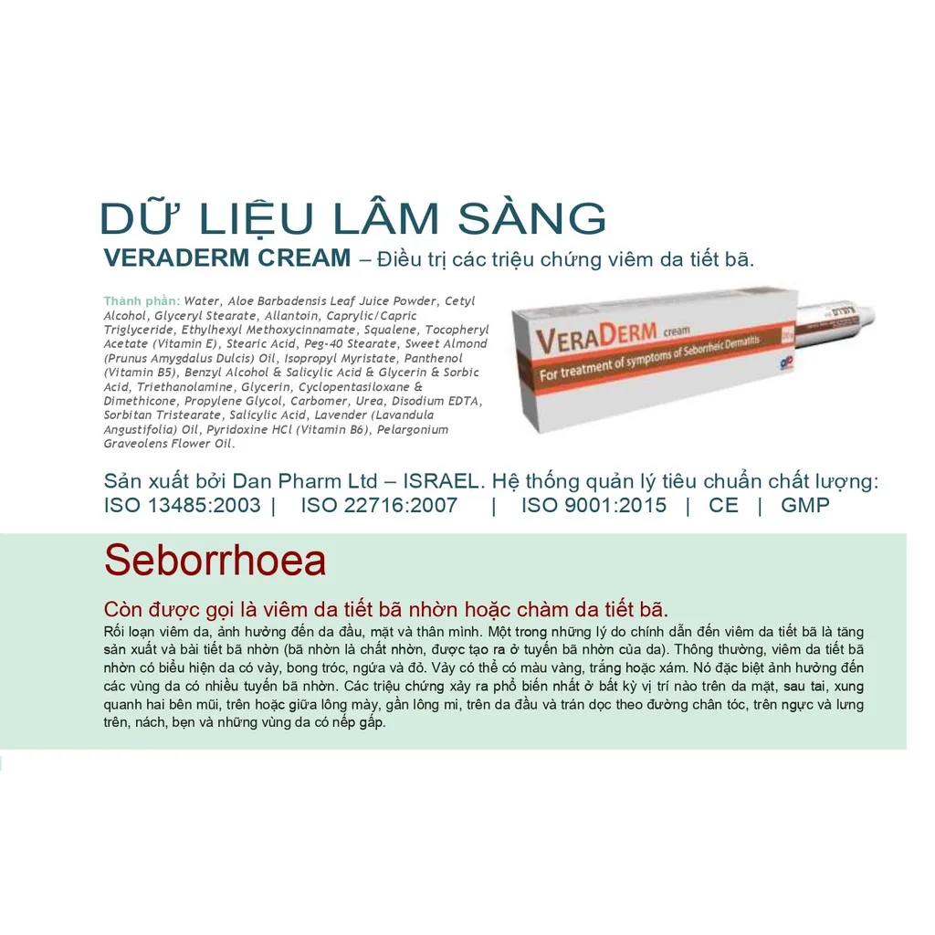 Ảnh Kem bôi hỗ trợ viêm da tiết bã nhờn VERADERM Dan pharm Tube 60g xuất xứ ISRAEL - POLIPHARM 4
