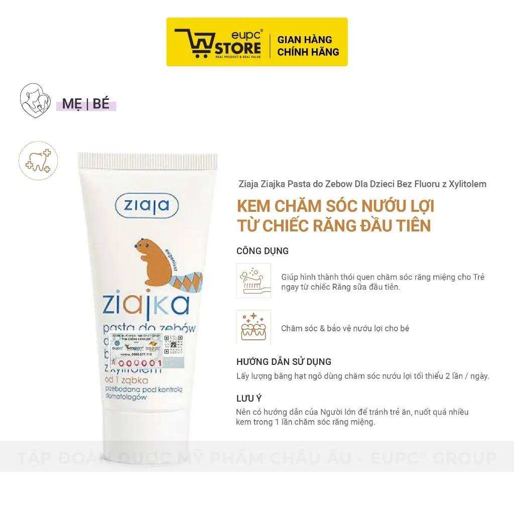 Ảnh Kem Chăm Sóc Nướu Lợi Từ Chiếc Răng Đầu Tiên Của Bé Ziaja 50ml Không Chứa Flour, An Toàn Khi Nuốt EUPC STORE 3