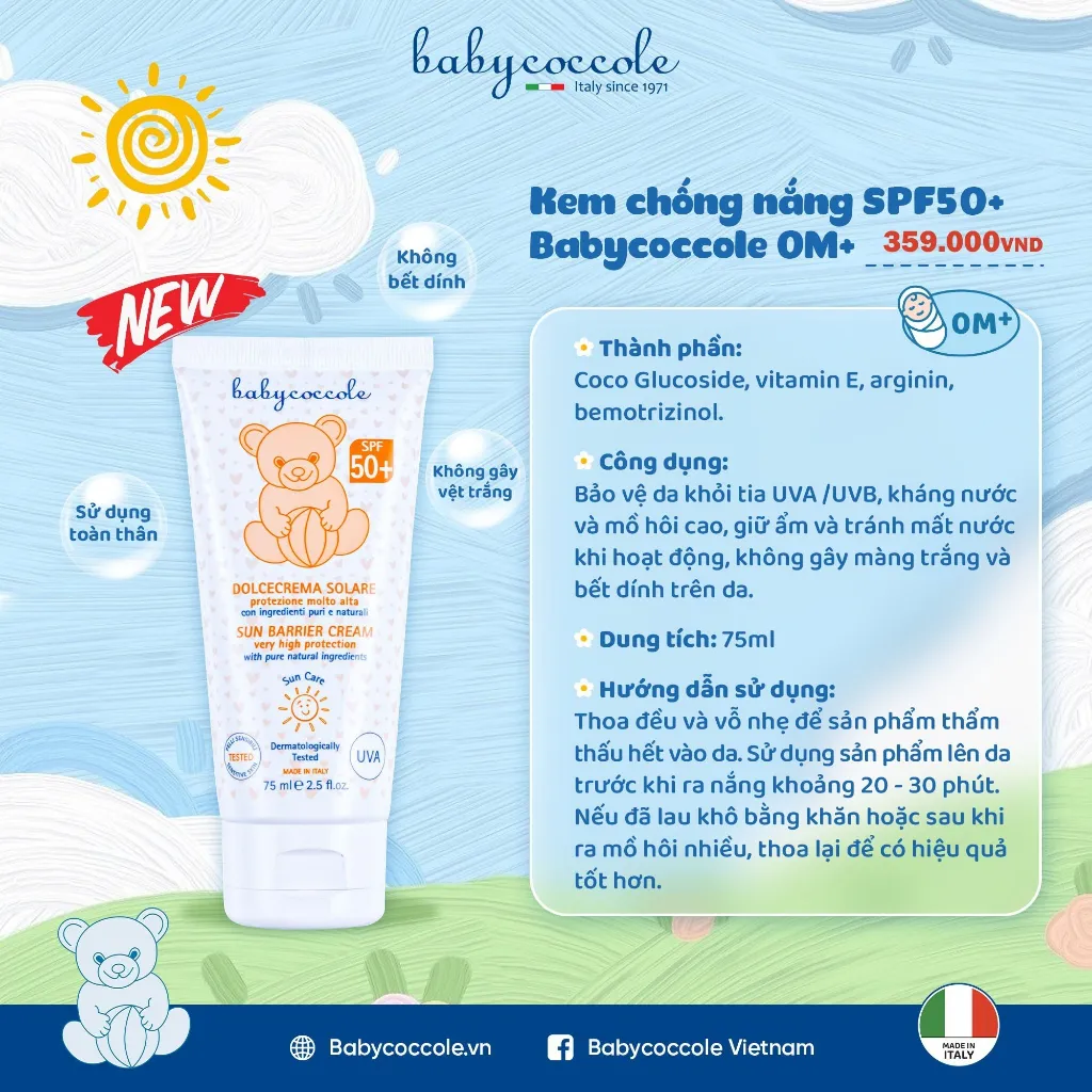 Ảnh Kem chống nắng cho bé Babycoccole 0M+ an toàn cho trẻ sơ sinh & em bé da nhạy cảm SPF 50+ 30ml/75ml 4