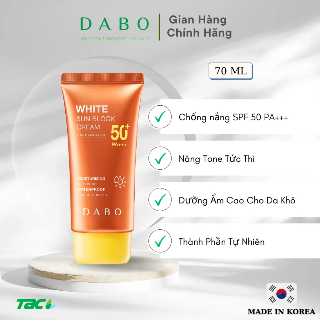 Ảnh Kem Chống Nắng DABO Trắng Da White Sunblock Cream DABO 70ml 2