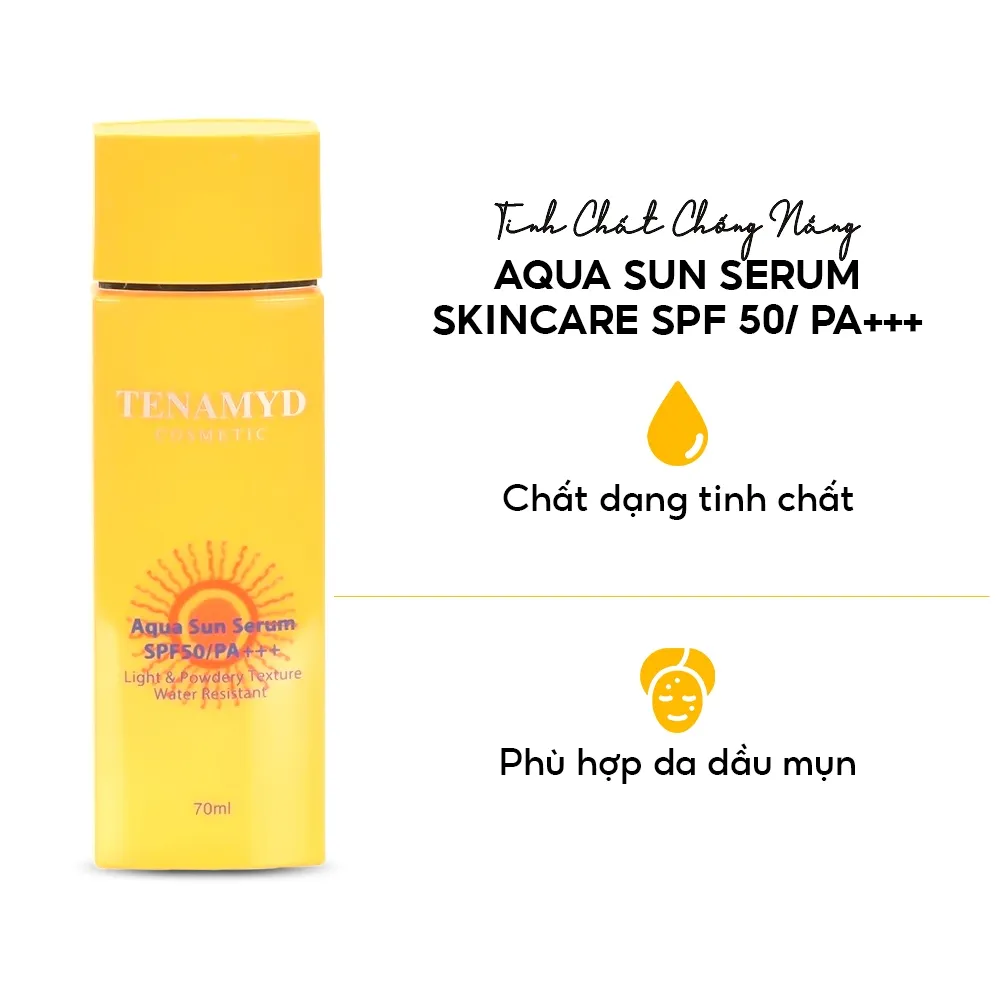 Ảnh Kem chống nắng dạng nước kiềm dầu Tenamyd Aqua Sun Serum Skincare SPF 50/ PA+++ dành cho da dầu 70ml 2