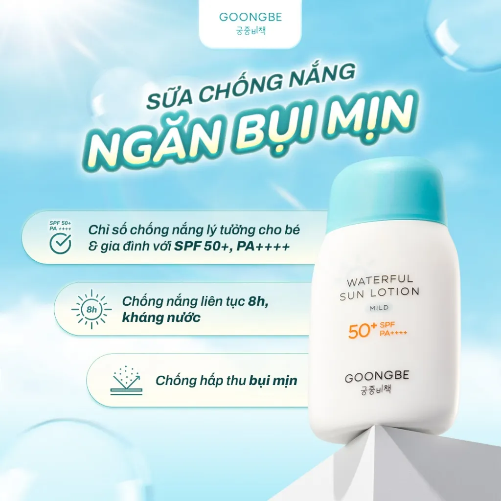 Ảnh Kem Chống Nắng Dạng Sữa Vật Lý Thuần Chay GOONGBE Waterful Sun Lotion Mild 80gr 2
