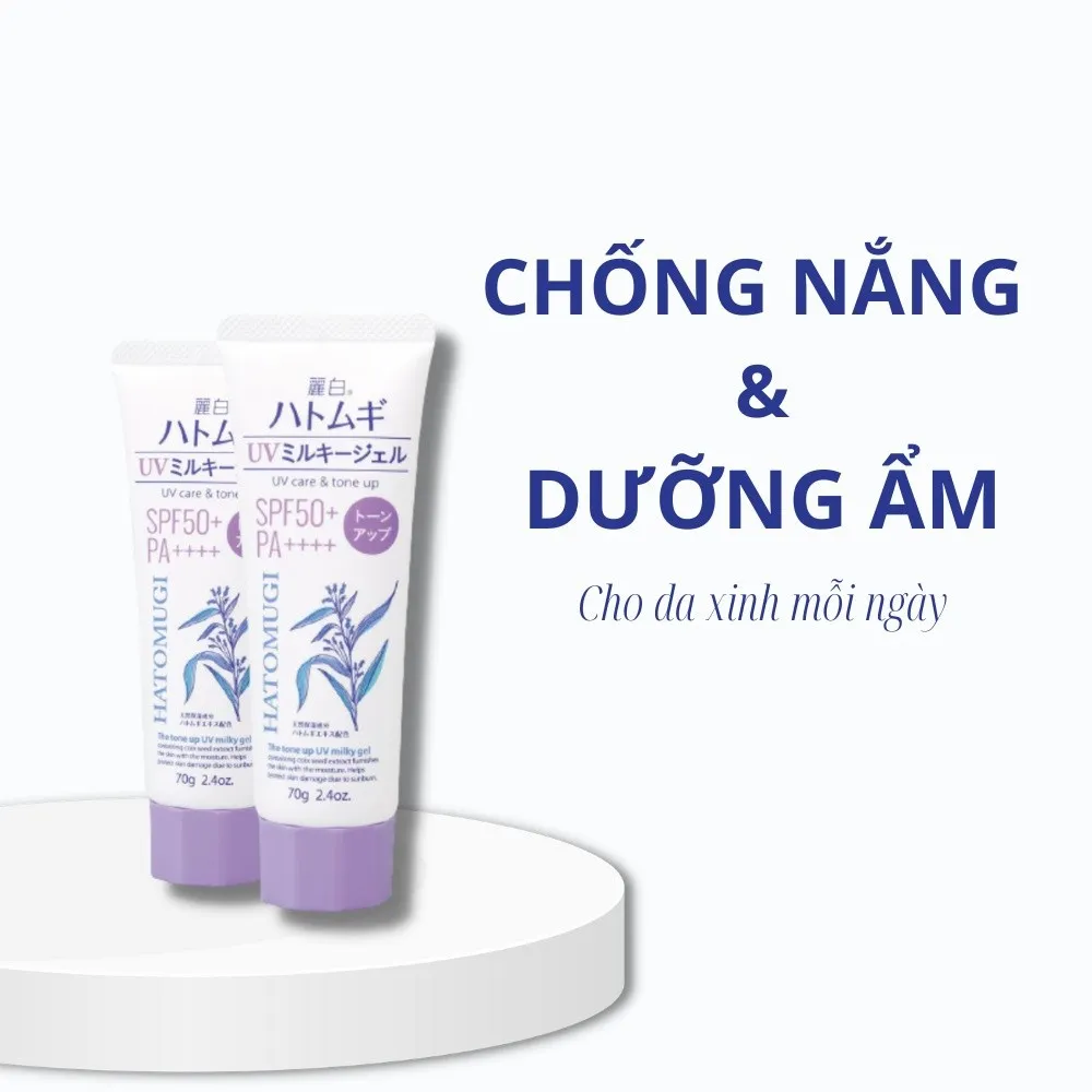Ảnh Kem chống nắng nâng tone ý dĩ Hatomugi UV Care & Moisturizing SPF50+ PA++++ 3