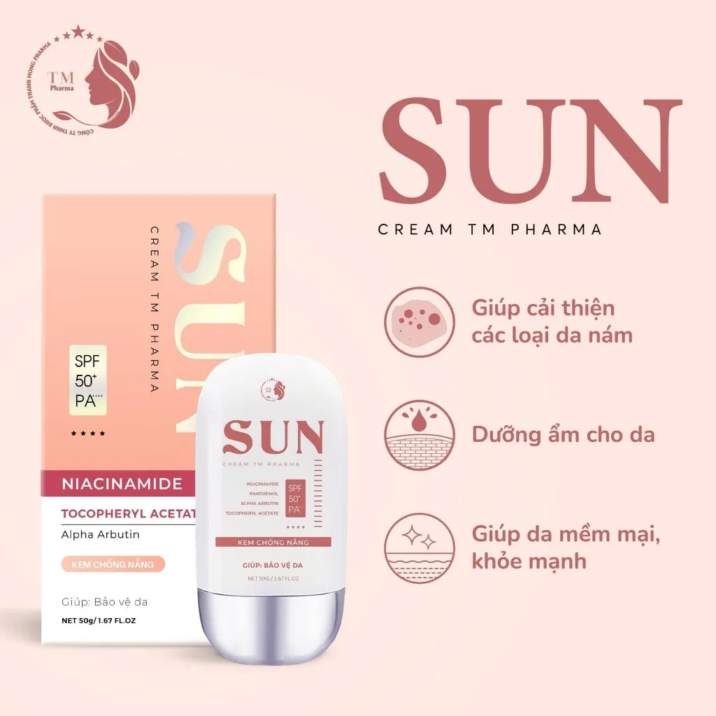 Ảnh Kem Chống Nắng Sun Cream TM Pharma Nâng Tone Da,Không Bết Dính,Công Nghệ Titanium + TẶNG Kem Body Nước Hoa 3