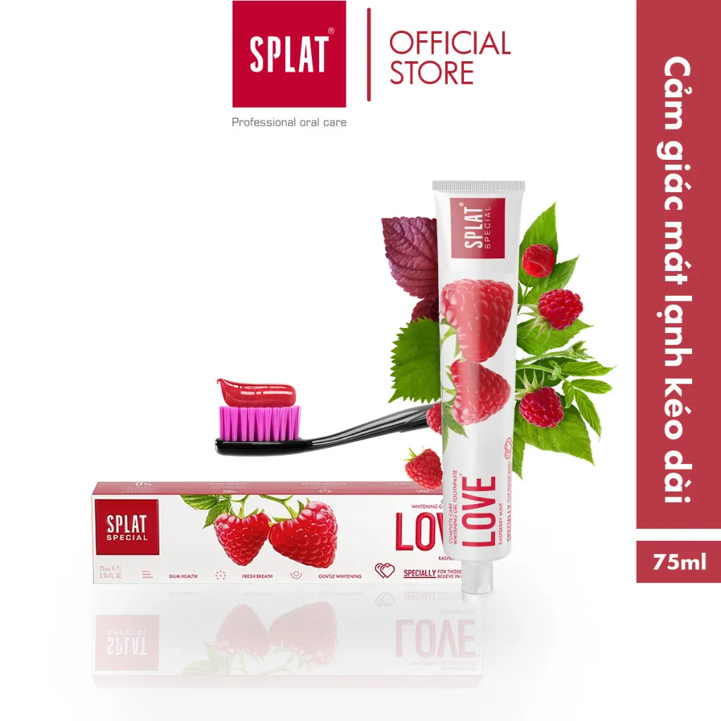 Ảnh Kem Đánh Răng Cho Hơi Thở Thơm Mát SPLAT Love Special series Vị Quả Mâm Xôi, Làm Sạch Mảng Bám 75ml 1
