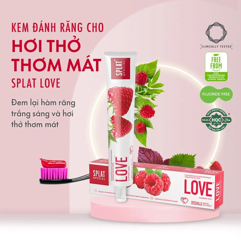 Ảnh Kem Đánh Răng Cho Hơi Thở Thơm Mát SPLAT Love Special series Vị Quả Mâm Xôi, Làm Sạch Mảng Bám 75ml 2