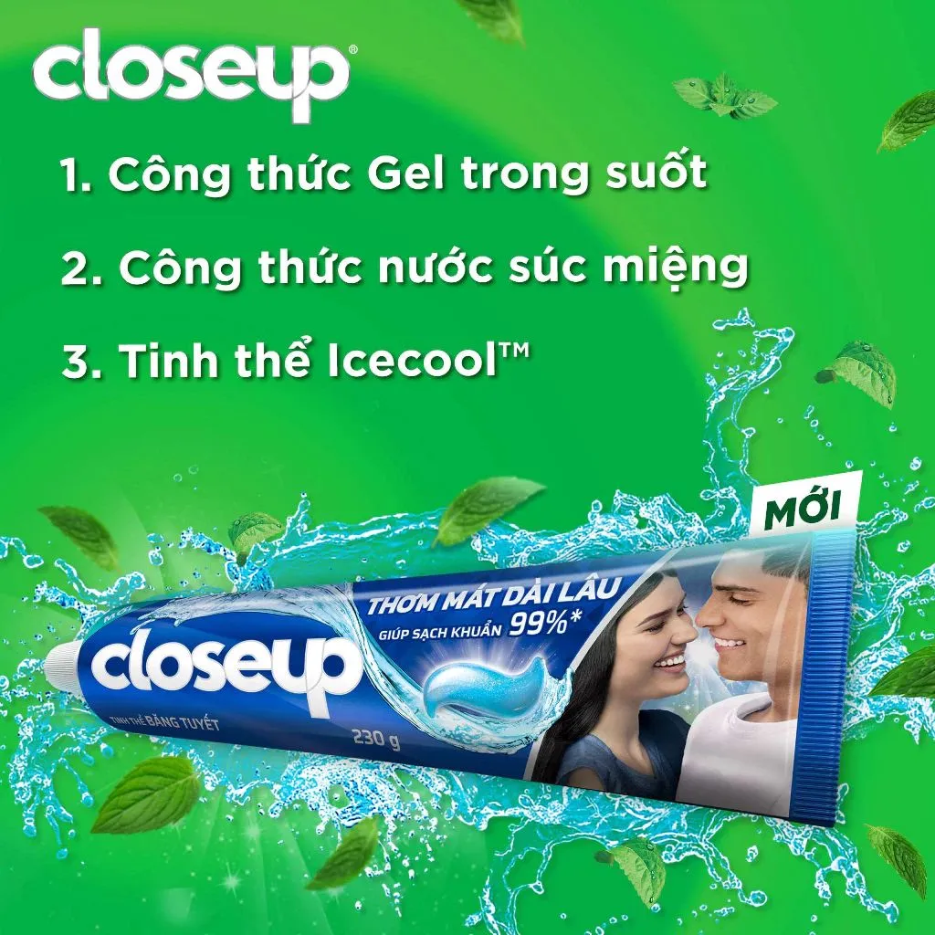 Ảnh Kem Đánh Răng Closeup Gel Sạch Khuẩn Cho Hơi Thở Thơm Mát Bất Tận 230G/Tuýp 3