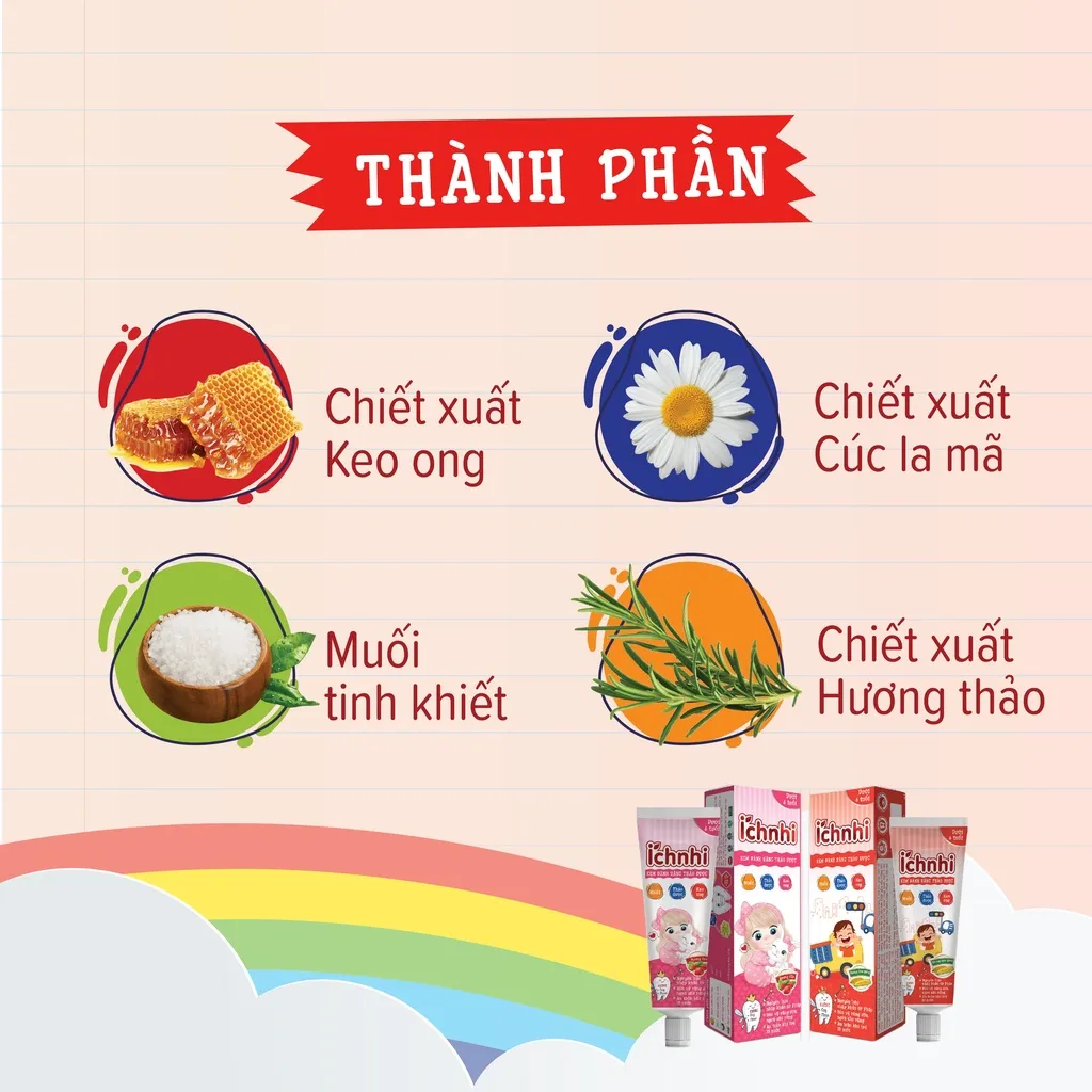 Ảnh Kem đánh răng thảo dược Ích Nhi hương dưa gang tuýp 50g cho bé dưới 6 tuổi nuốt được bảo vệ răng sữa, ngừa sâu răng 3