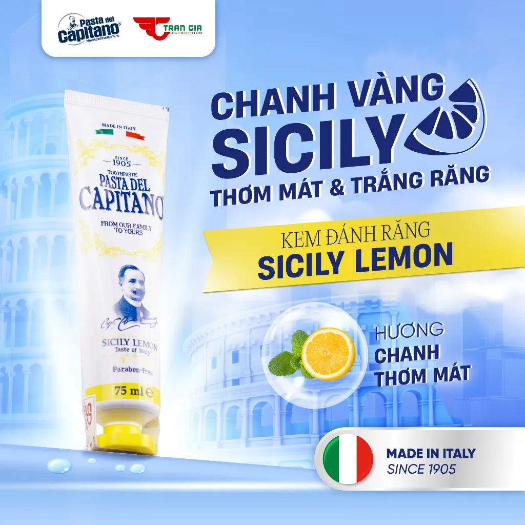 Ảnh Kem Đánh Răng Trắng Răng Ngăn Ngừa Sâu Răng Capitano Italy Hữu Cơ Chống Hôi Miệng 75ml 2