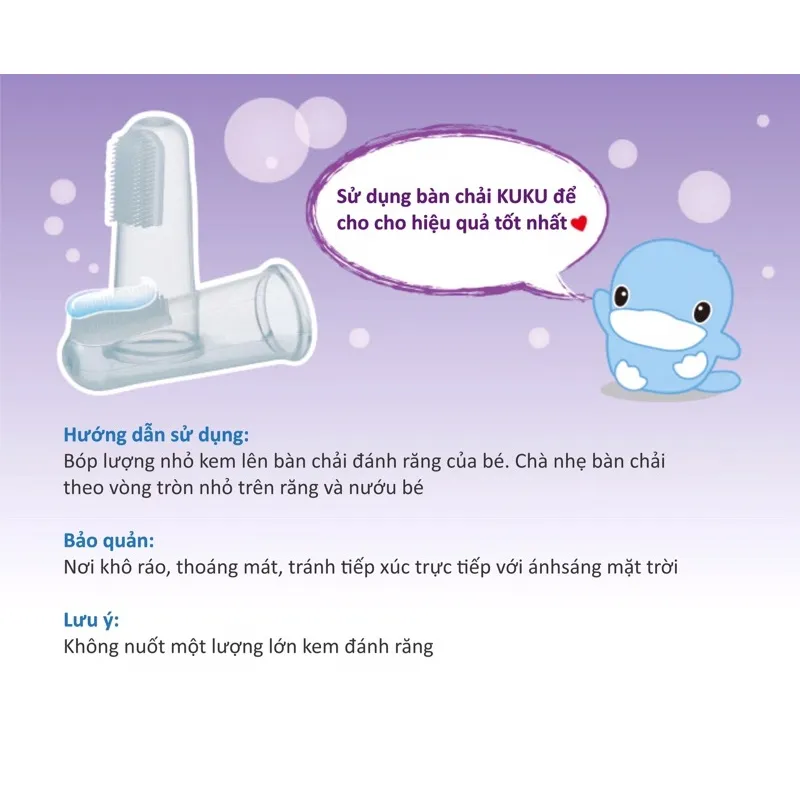 Ảnh Kem đánh răng trẻ em Ku.Ku Duckbill cho bé trên 6 tháng KU1052, KU1087, KU1099 (tuýp 50g) 4