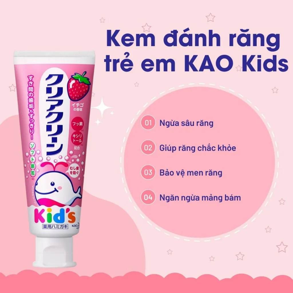 Ảnh Kem Đánh Răng Trẻ Em Nuốt Được KIDS KAO Nhật Bản 70g An Toàn Cho Bé 2