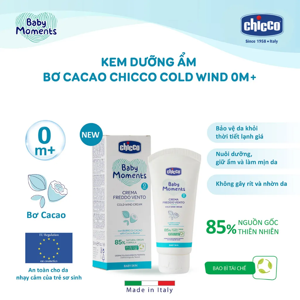 Ảnh Kem dưỡng ẩm Bơ Cacao Chicco Cold Wind 0M+ 50ml 3