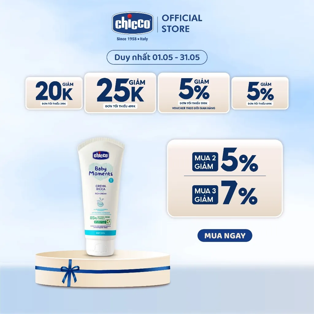 Ảnh Kem dưỡng ẩm chứa Omega và Vitamin E Chicco 0M+ 100ml 1