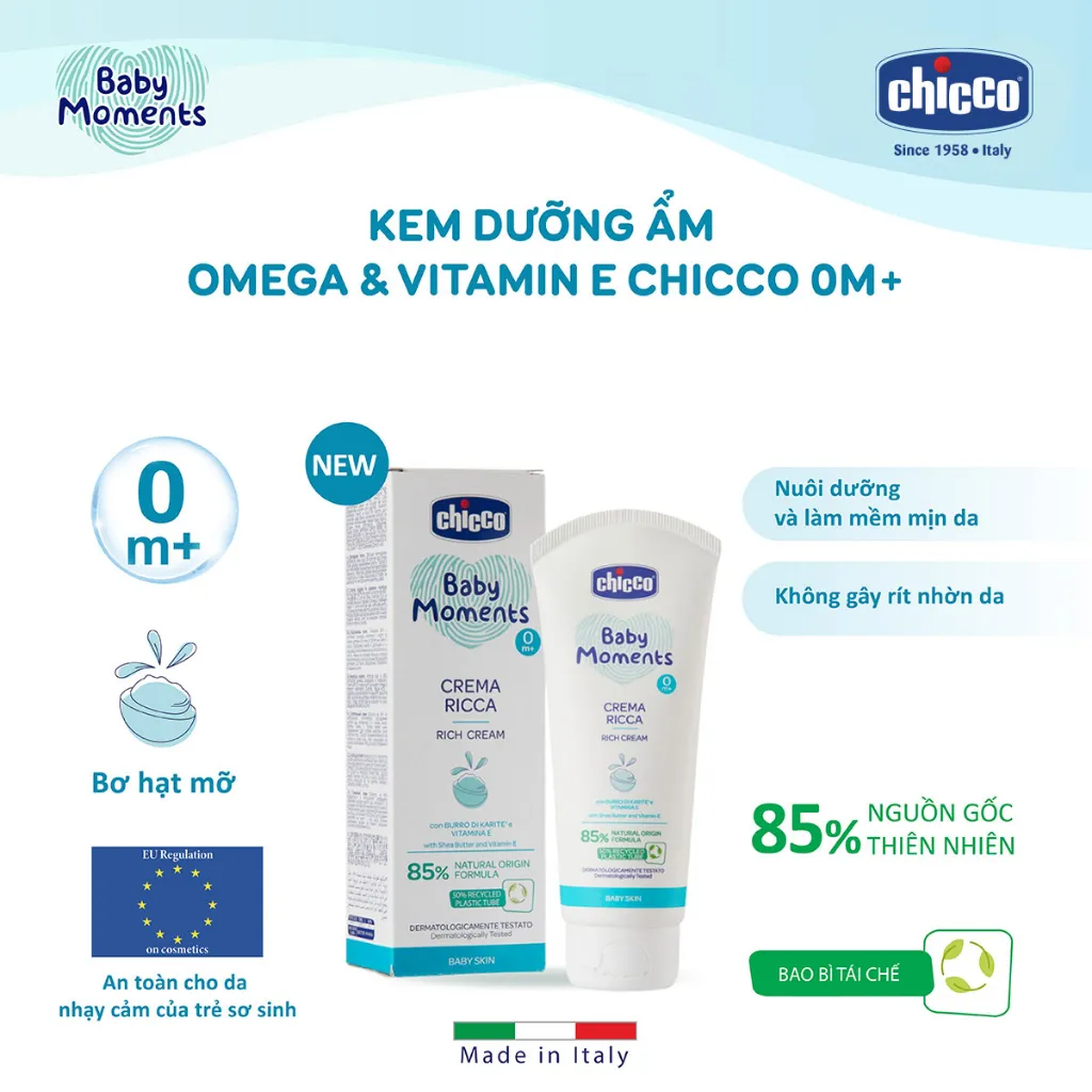 Ảnh Kem dưỡng ẩm chứa Omega và Vitamin E Chicco 0M+ 100ml 4