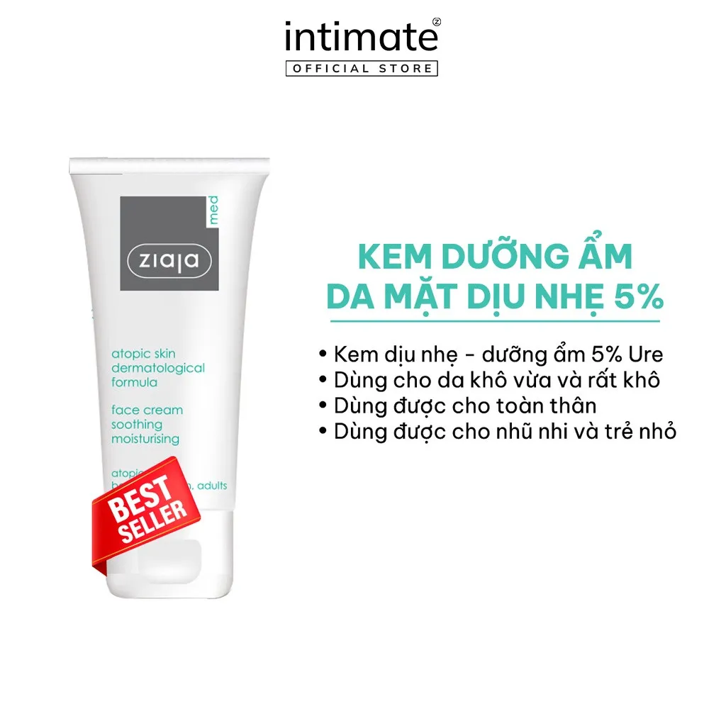 Ảnh Kem Dưỡng Ẩm Da Mặt Dịu Nhẹ 5% Urê Ziaja Med Atopic Skin Dermatological FormulaGiảm Thô Ráp, Nứt Nẻ 50ml 1