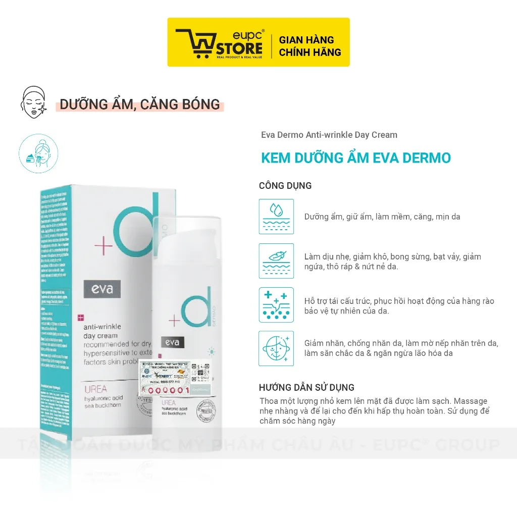 Ảnh Kem Dưỡng Ẩm Eva Dermo 50ml Thuần Chay Giúp Nuôi Dưỡng Và Chăm Sóc Tích Cực Cho Da EUPC STORE 2