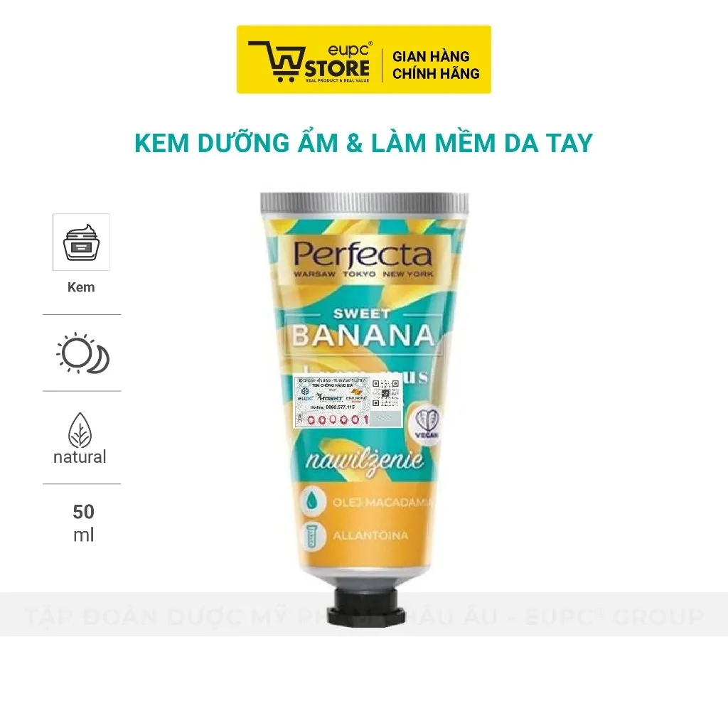 Ảnh Kem Dưỡng Ẩm & Làm Mềm Da Tay Sweet Banana Perfecta 50ml Thẩm Thấu Nhanh, Không Bết Dính EUPC STORE 1