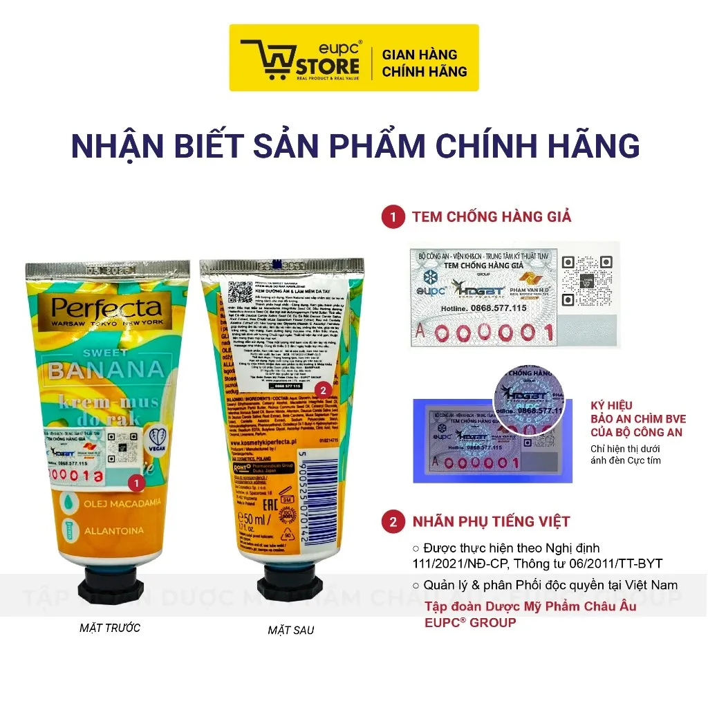 Ảnh Kem Dưỡng Ẩm & Làm Mềm Da Tay Sweet Banana Perfecta 50ml Thẩm Thấu Nhanh, Không Bết Dính EUPC STORE 4