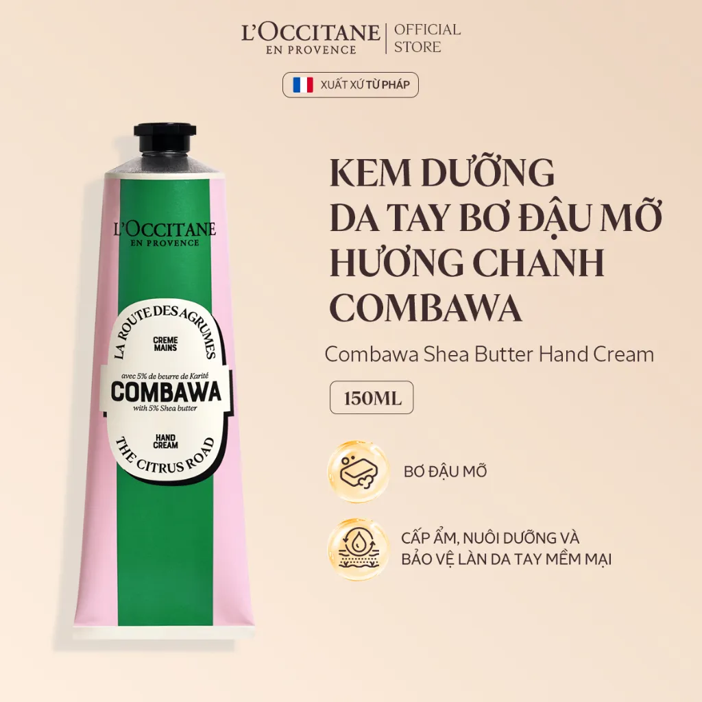 Ảnh Kem Dưỡng Da Tay Bơ Đậu Mỡ Hương Chanh Combawa L'Occitane Shea Butter Hand Cream 150ml/30ml 1