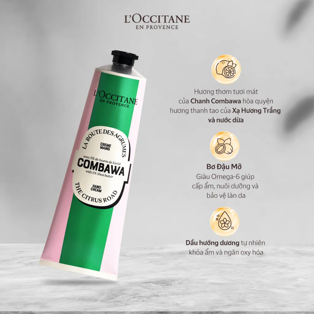 Ảnh Kem Dưỡng Da Tay Bơ Đậu Mỡ Hương Chanh Combawa L'Occitane Shea Butter Hand Cream 150ml/30ml 3