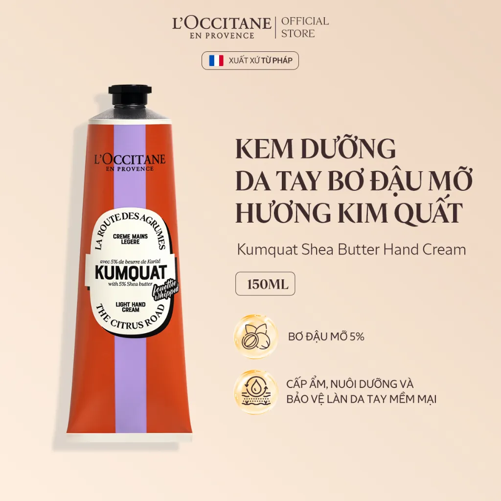 Ảnh Kem Dưỡng Da Tay Bơ Đậu Mỡ Hương Kim Quất L'Occitane Kumquat Shea Butter Hand Cream 150ml/30ml 1