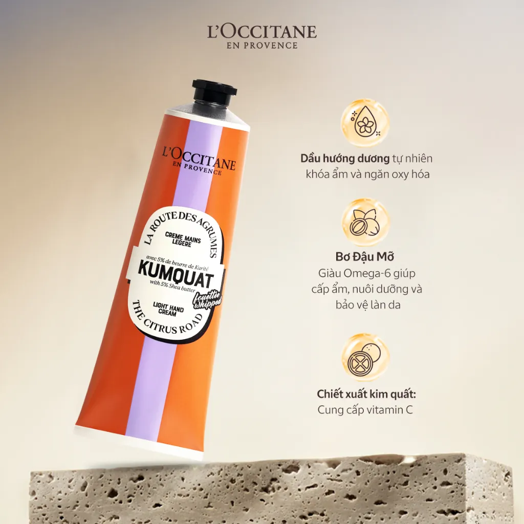 Ảnh Kem Dưỡng Da Tay Bơ Đậu Mỡ Hương Kim Quất L'Occitane Kumquat Shea Butter Hand Cream 150ml/30ml 3